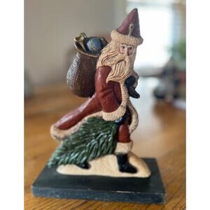 Primitive Resin Santa, Molded From A Hand Carved and painted Original.